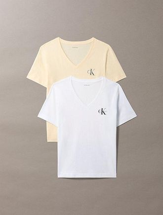 Calvin Klein 2-pack monogram T-shirts met V-hals