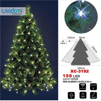 Trade Shop Trade Shop - Mantello Luminoso 198led Albero Di Natale 1.8 / 2.10 Mt Luce Multicolore Xc-3192