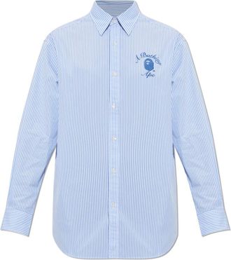 A Bathing Ape Logo Shirt - Dames - Overhemden - Blauw - S - Katoen - Overhemden
