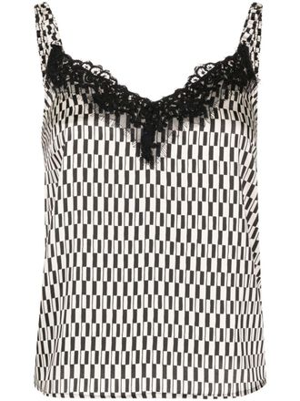 Liu Jo geometric-pattern sleeveless top - women - Polyester - 42 - Black