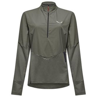 Salewa Pedroc Dry Wind HZ Tee Longsleeve f&uuml;r Damen | grau/oliv