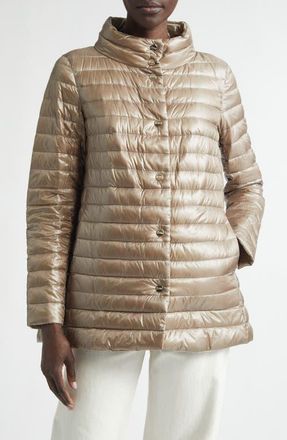 Herno Ultralight Reversible Down Puffer Jacket in Taupe To Chantilly at Nordstrom, Size 12 Us
