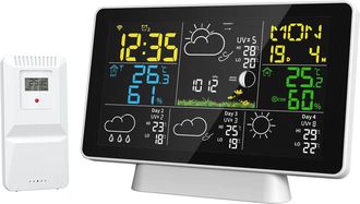 Infinite Estaci&oacute;n Meteorol&oacute;gica Wi-fi Para Uso Interior Y Exterior Con Sensor Inal&aacute;mbrico: Pantalla Digital De Temperatura, Humedad, Reloj, Despertador Y Pron&oacute;