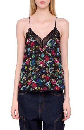 Zadig&Voltaire Christy Virgin Garden Print Camisole in Encre at Nordstrom, Size X-Small