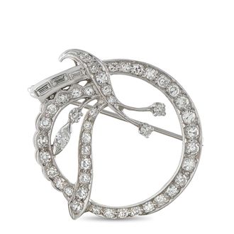 Luxury Bazaar 18K White Gold 1.40ct Diamond Circle Brooch MF18-070726