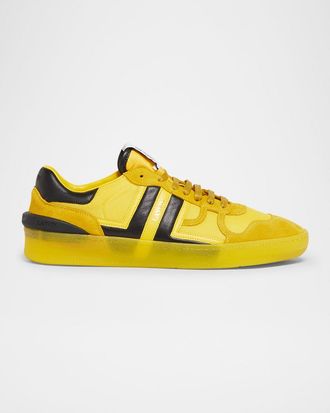 Lanvin Mens Clay Leather and Mesh Low-Top Sneakers