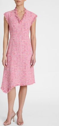 Santorelli Cici Asymmetric A-Line Dress in Cotton Blend Tweed in Candy Pink at Nordstrom, Size 14