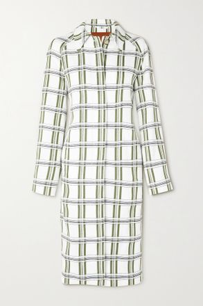 Victoria Beckham Checked Jacquard Coat - Bianco sporco
