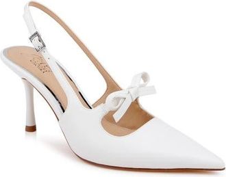 Badgley Mischka Zaya Pointed Toe Slingback Pump in White Matte at Nordstrom, Size 6.5