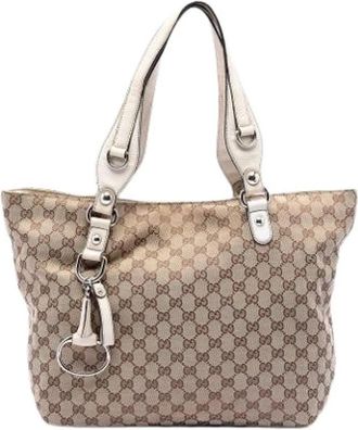 Gucci Pre-owned Tote Bag - Dames - Vintage Shopper - Beige - ONE Size - Leer - Vintage