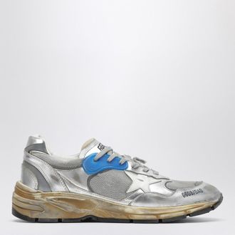 Golden Goose Sneaker Dad-Star in pelle laminata argento e rete