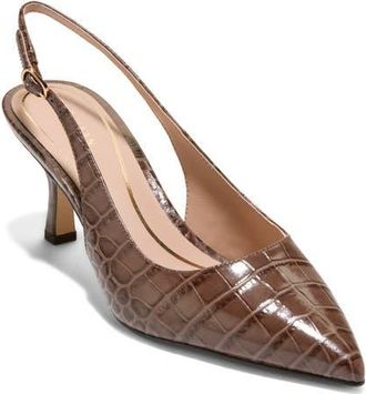 Cole Haan Hansell Slingback Pointed Toe Pump in Fondue Fudge Croc Print at Nordstrom, Size 10.5