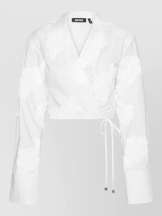 Rotate cropped cotton wrap shirt tie waist
