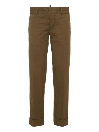 Dsquared2 logo-plaque trousers - women - Fabric - 36 - Green