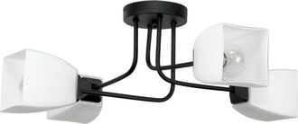 OEM L&aacute;mpara De Techo Colgante Cl&aacute;sica Negra Con Pantalla De Cristal Blanco 15-481 Trapik
