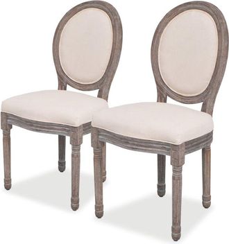 vidaXL Sillas de comedor 2 unidades tela color crema Vidaxl