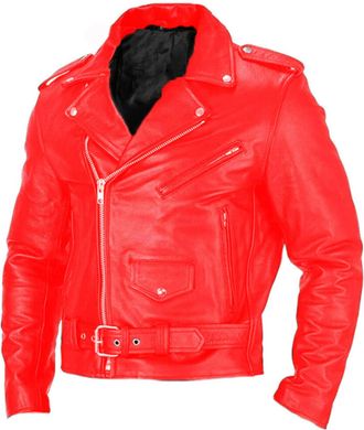 Generic Mens Faux Leather Motorcycle Jacket Stylish Causal Leather Jacket Lightweight Zip-Up Slim Fit Biker Coat, Red-3, M