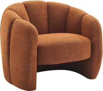 Vente-Unique Sill&oacute;n con forma de concha de tela de chenilla terracota DELIPO