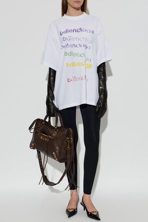 Balenciaga Logo T-shirt, Womens, White