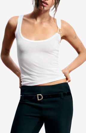 Desigual Hardware Rib Tank in White at Nordstrom, Size Medium