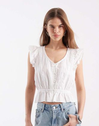 Lee Camicia a maniche corte bianco brillante con volant