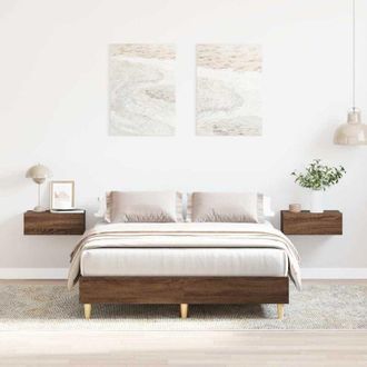 vidaXL Bed Frame No Mattress Brown Oak 120x200 cm Engineered Wood Vidaxl