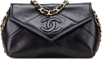 Chanel Pre-owned Womens Quilted Chain Flap Bag - Black Leather - One Size