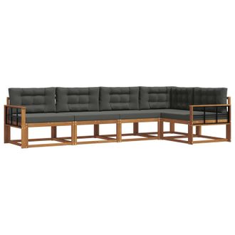 vidaXL Conjunto De Sof&aacute;s De Exterior 5 Pcs Natural Y Antracita Vidaxl