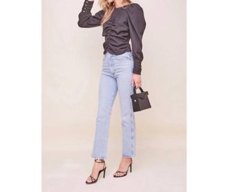 Astr Magdalene Ruched Front Top In Black