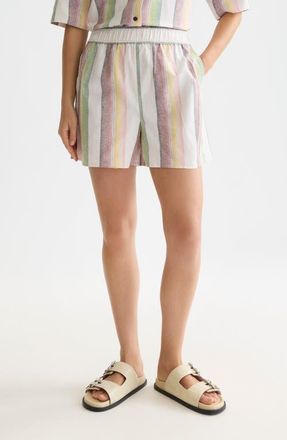 Scotch & Soda Stripe Cotton & Linen Blend Shorts in Multi Color Stripe at Nordstrom, Size X-Small