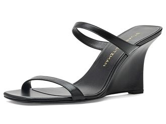 Stuart Weitzman Vinnie Wedge Slides Womens Sandals Black : 10.5 M, Leather