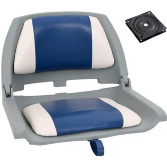 vidaXL Set Asientos Plegables Para Barco 2 Uds Con Coj&iacute;n Blanco Y Azul Vidaxl