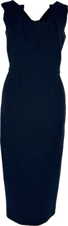 Roland Mouret Sleeveless Midi Dress in Navy Blue Polyester