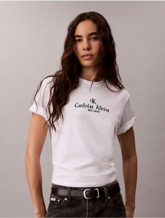 Calvin Klein Jeans Calvin Klein Womens Crest Logo Boxy Tee - White - XL