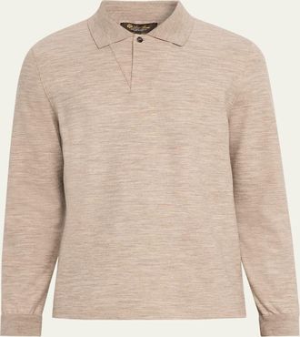 Loro Piana Mens Taieri Pecora Nera Long-Sleeve Polo Shirt