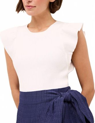 Marie Oliver Rory Ruffle Sleeve Top In Macadamia