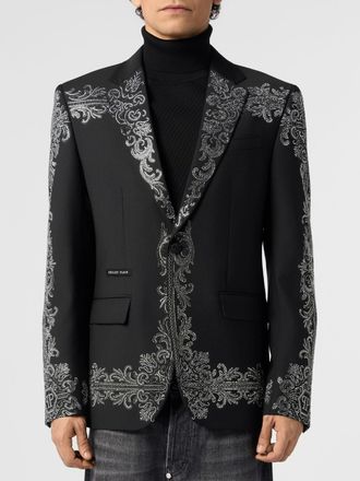 Philipp Plein Blazer Baroque in lana vergine con stampa Skull e cristalli
