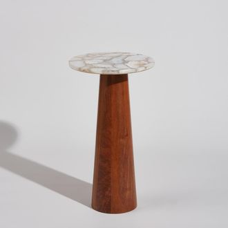 Maisons du monde Mesa auxiliar de madera de mango y &aacute;gata color crudo