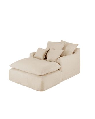 Deco Wood Sill&oacute;n de algod&oacute;n y lino color beige 115x170cm