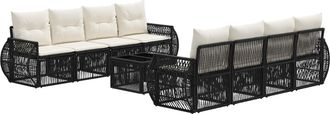 vidaXL Conjunto De Sof&aacute;s De Jard&iacute;n 9 Uds. Negro Rat&aacute;n Sint&eacute;tico Vidaxl