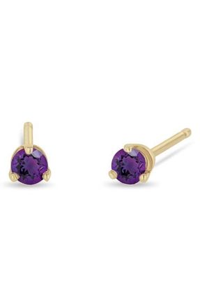 Zo&euml; Chicco 14K Gold Stone Stud Earrings in Yellow Gold/Amethyst at Nordstrom