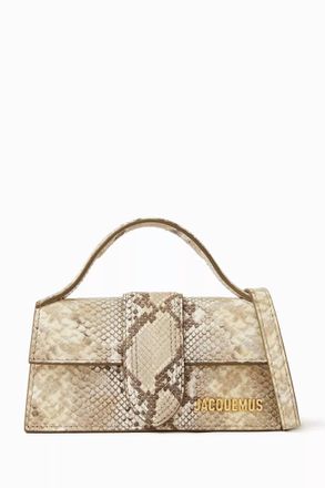 Jacquemus Womens Le Grand Bambino Snake-Embossed Crossbody Bag In Beige