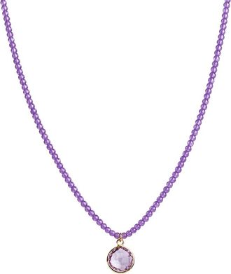Jewelmak 14K Pink Amethyst Necklace