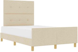 vidaXL Bed Frame with Headboard Cream 120 x 190 cm Fabric vidaXL
