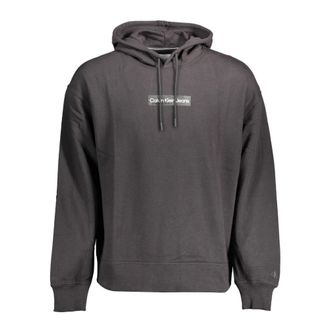 Calvin Klein Hoodies & sweatvesten, Heren, Zwart, XL, Zwarte hoodie met print en contrastdetails