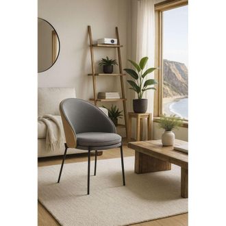 Regalos Miguel Sillas Comedor - Silla Mos Tela Gris con Respaldo Tapizado en Madera