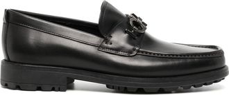 Ferragamo David Gancini loafers - men - Calf Leather/Goat Skin/Leather/Rubber - 11.5EEE - Black