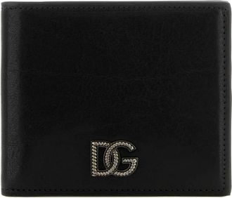 Dolce & Gabbana Accessoires, Heren, Zwart, ONE Size, Leer, Logo Bifold Portemonnee