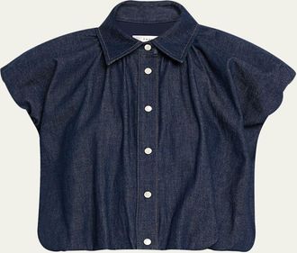 Frame Denim The Shell Bubble-Sleeve Top