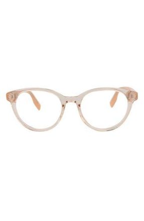 Alexander McQueen 47mm Oval Optical Glasses in Beige Pink Transparent at Nordstrom Rack